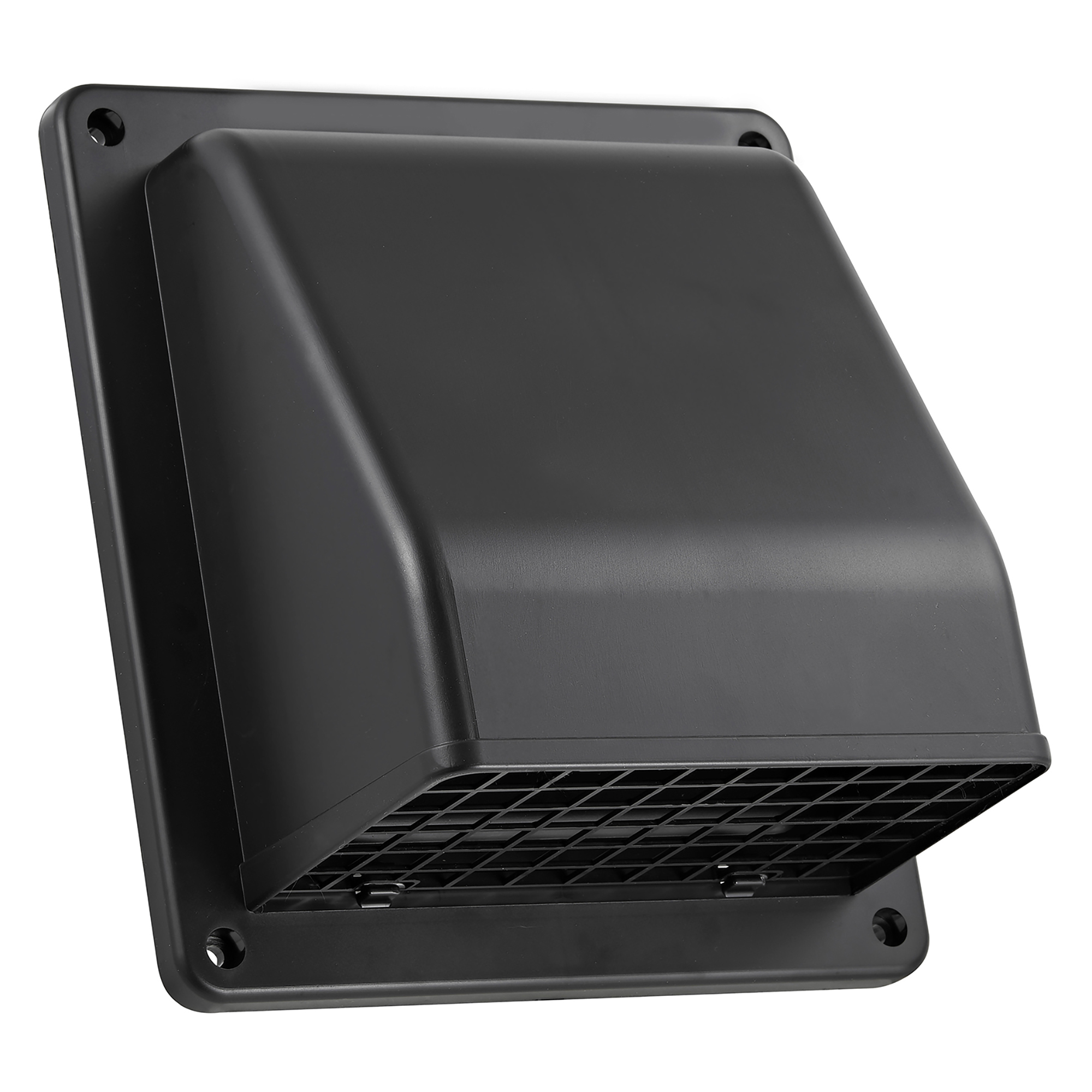 Lambro Plastic Wall Exhaust or Air Intake Vent with Hinged Screen, Removable Damper & 1.25in. Collar, 6in., Black, 3510BL